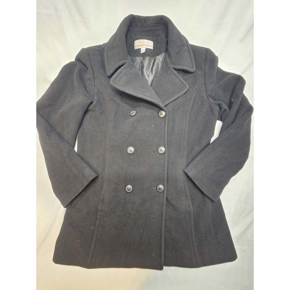 Forrani Forecaster Women's 100% Pure Wool Double Breasted Pea Coat Size 8 Black